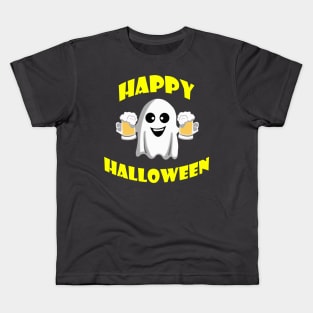 halloween ghost with beer for friends Kids T-Shirt